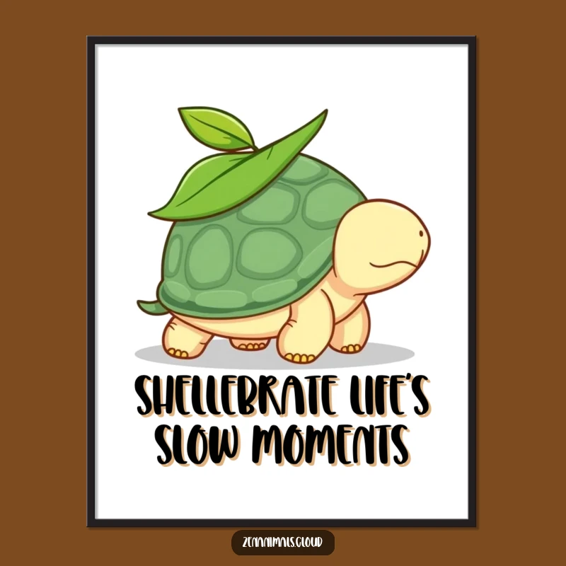 Funny Free Printable Wall Art: Calm Turtle Leaf Downloadable Home Decor