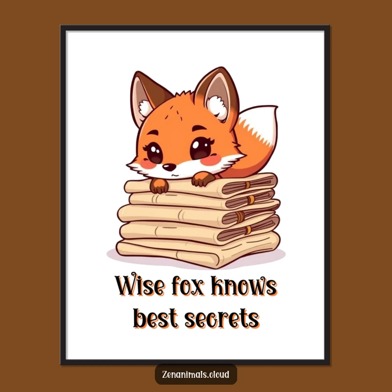 Free Printable Fox Wall Art: Ancient Scroll Humor, Curious Tail-Wagging Downloadable Decor