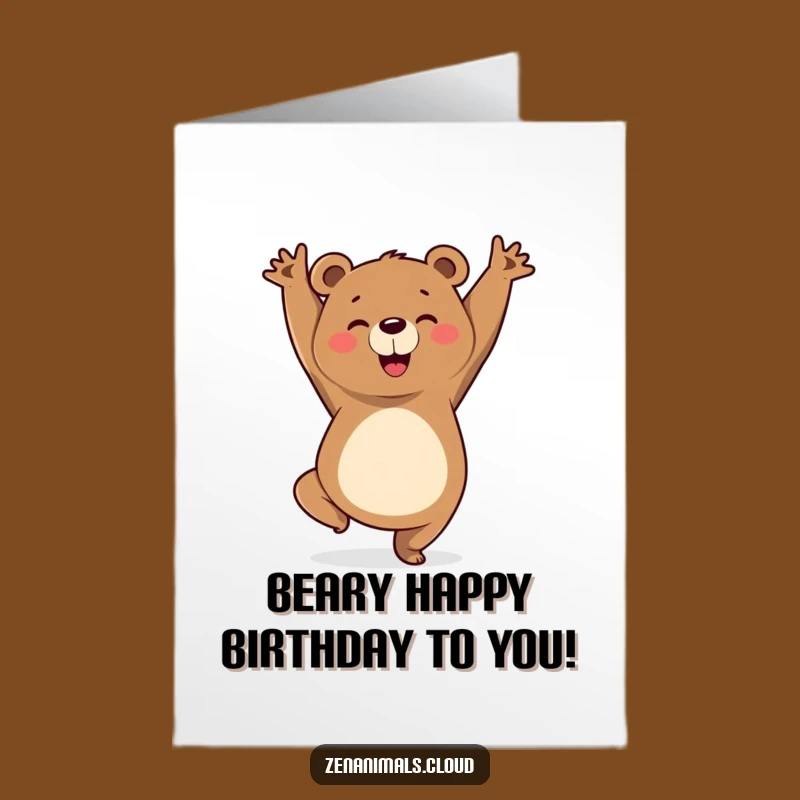 Free Printable Bear Yoga Birthday Card: Triumphant Pose Downloadable Gift for Yogis