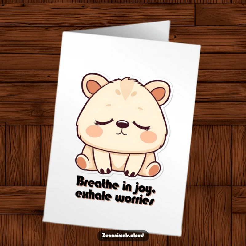 Free printable birthday card featuring a peaceful animal with closed eyes, breathing deeply, radiating serenity for a tranquil birthday wish.