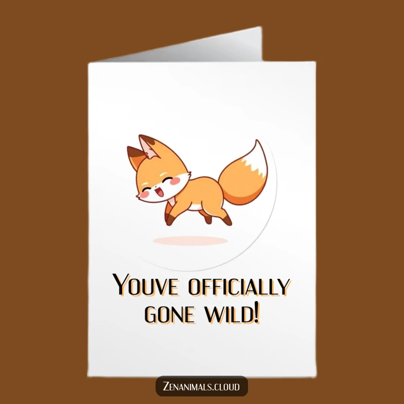 Free Printable Birthday Card: Giggling Fox Circle Chase Funny Downloadable Gift