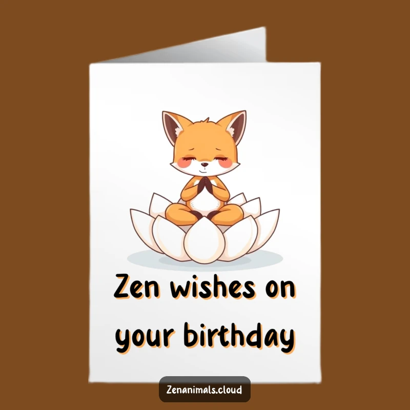 Free Printable Birthday Card: Meditating Fox Zen, Funny Downloadable Gift