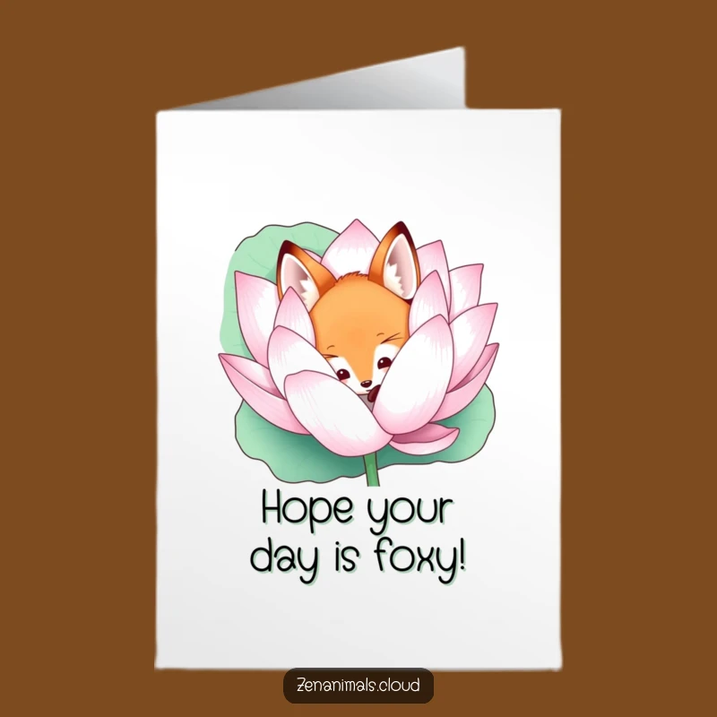 Free Printable Fox Lotus Birthday Card - Funny Curious Peek Downloadable Gift