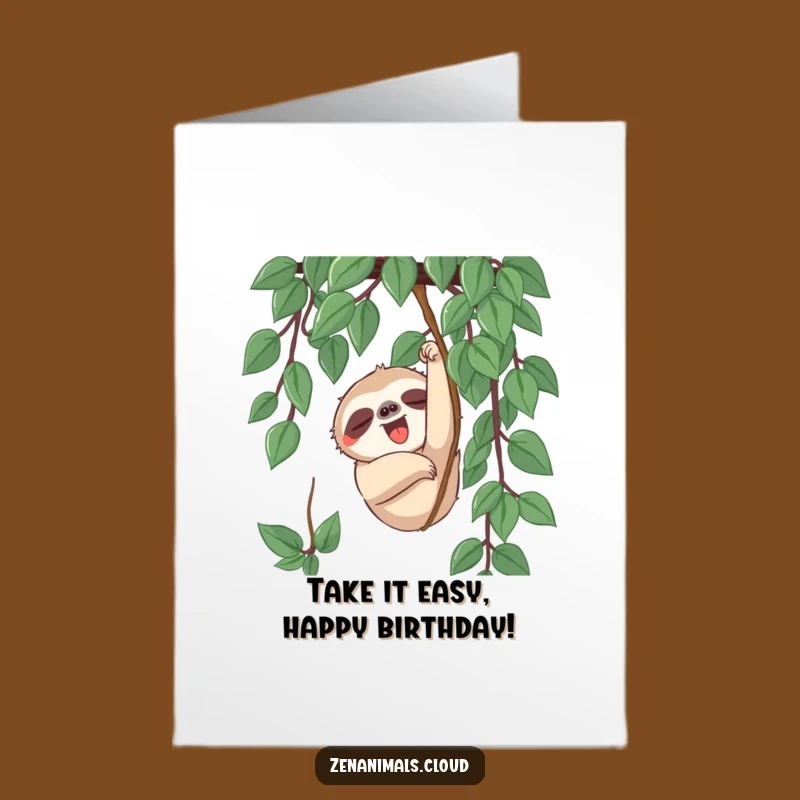 Free Printable Sloth Birthday Card: Slow Down & Smile Funny Downloadable Gift!