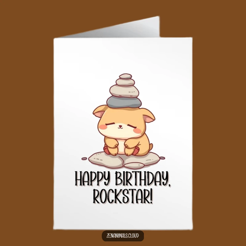 Free Printable Birthday Card: Sleepy Rock Balancing Animal Humor
