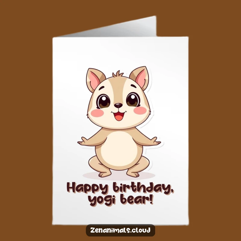 Free Printable Yoga Birthday Card: Round Animal Fun Pose Humor