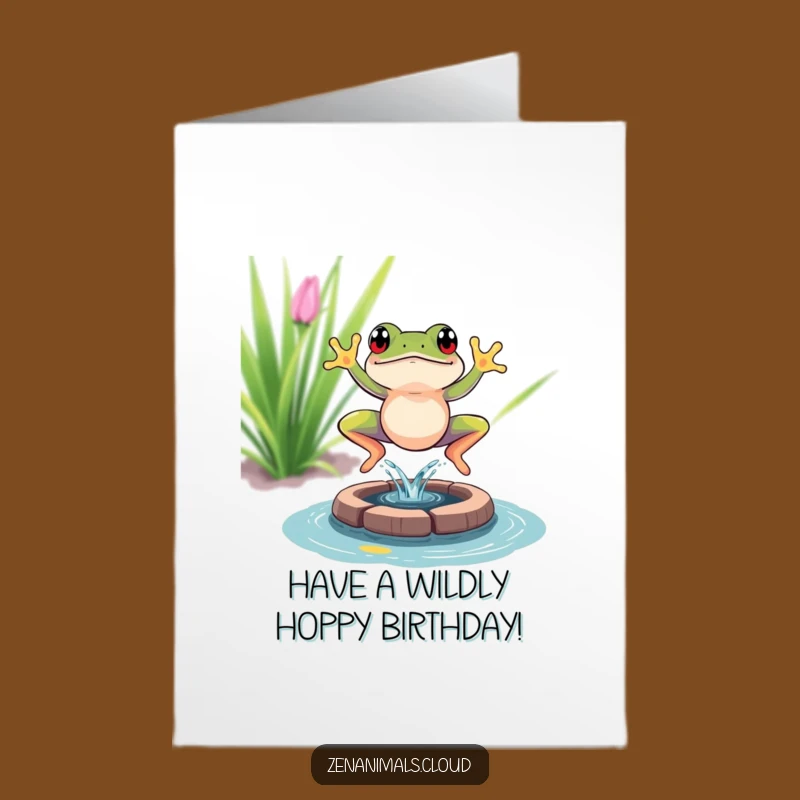 Funny Free Printable Birthday Card: Leaping Frog Splash, Downloadable & Print at Home Celebration