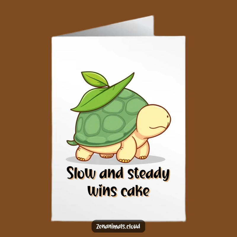 Free Printable Turtle Birthday Card: Funny Slow Turtle Leaf Downloadable Gift