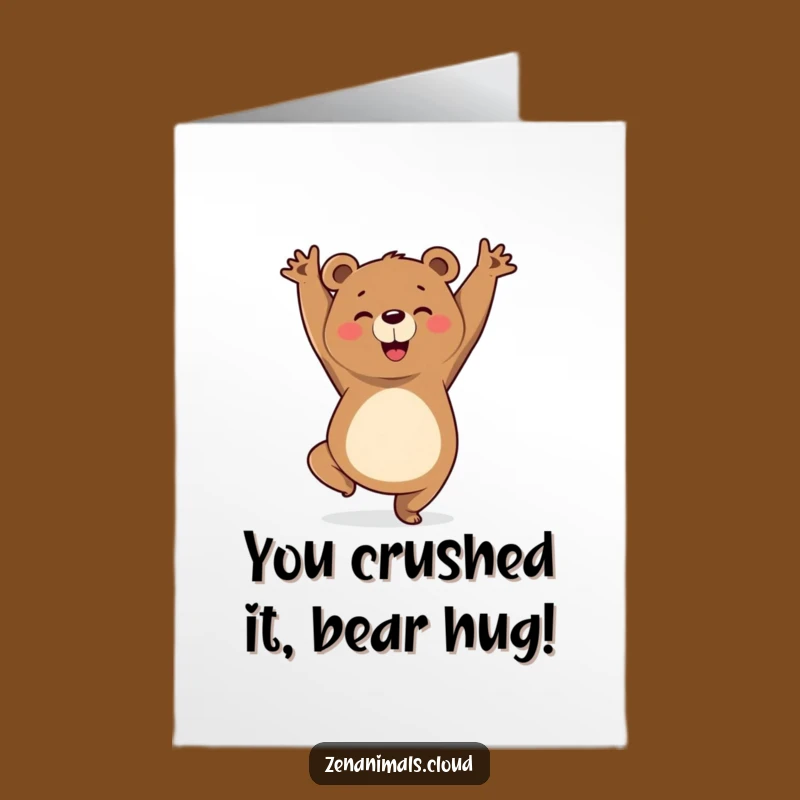 Free Printable Bear Yoga Congratulations Card: Triumphant Pose Downloadable Gift for Success