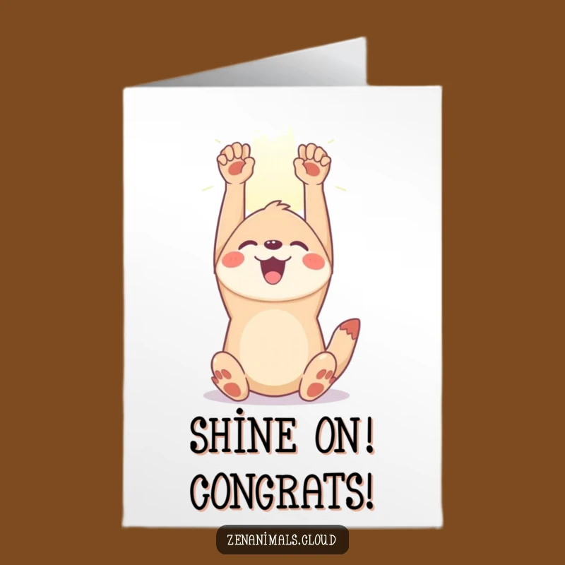 Free Printable Joyful Congrats Card: Stretching Animal Success Humor