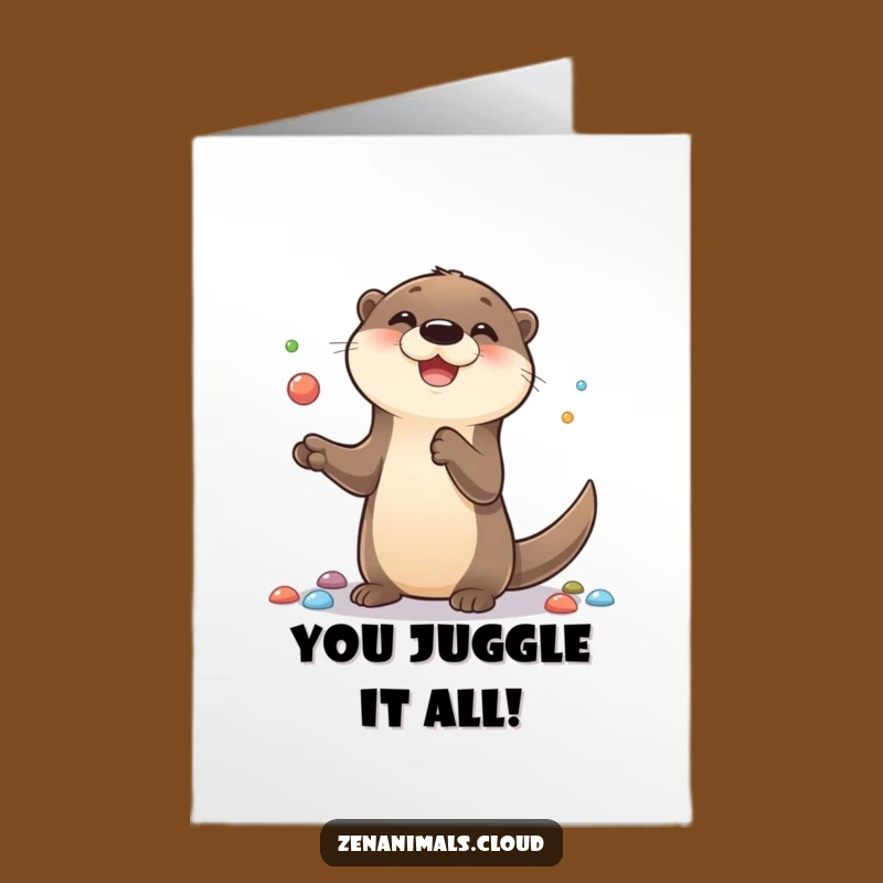 Free Printable Otter Congratulations Card: Juggling Prowess Downloadable Gift for Achievements