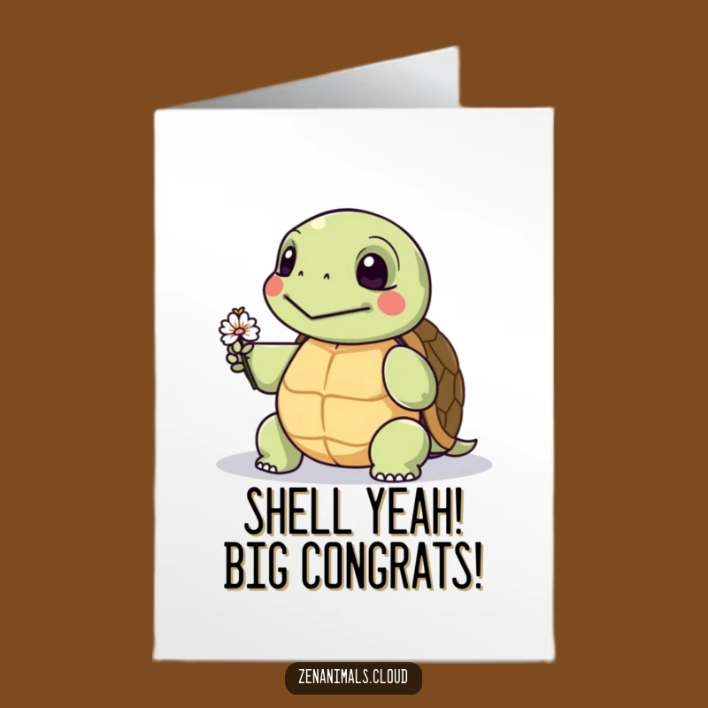 Free Printable Congrats Card: Wise Turtle Flower, Funny Downloadable Gift