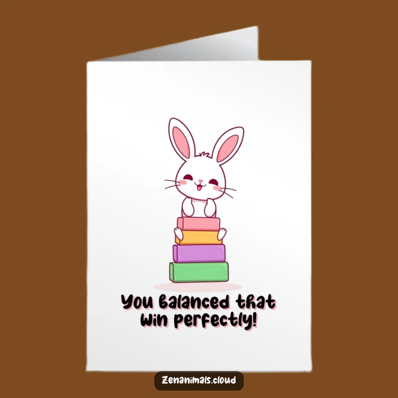 Free Printable Congrats Card: Bunny's Wobbly Yoga Success Downloadable Gift