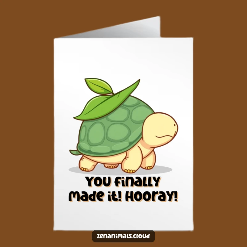 Free Printable Congrats Card: Funny Turtle Leaf for Your Big Achievement