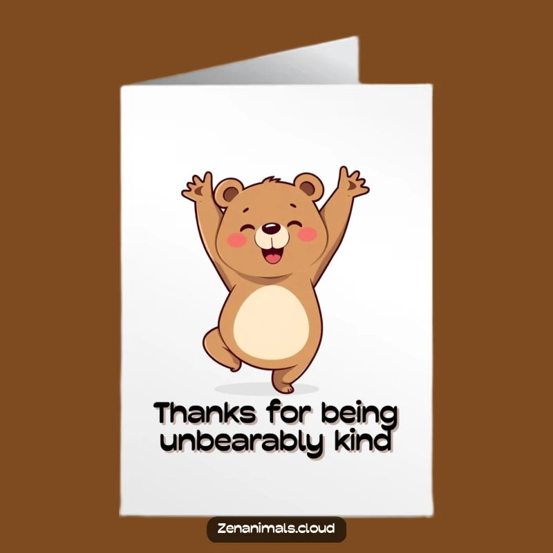 Free Printable Bear Yoga Thank You Card: Triumphant Pose Downloadable Gift for Gratitude