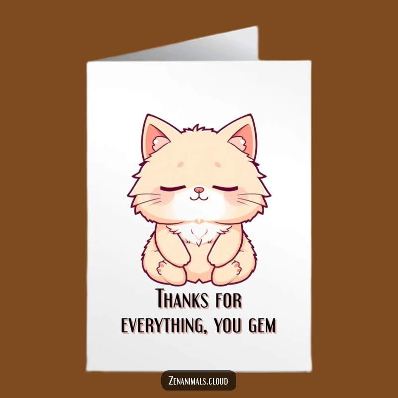 Free Printable Funny Thank You Card with Meditating Cat - Appreciate Anyone Downloadable
