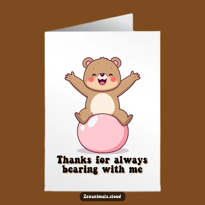 Free Printable Thank You Bear Card - Funny Yoga Ball Balance Downloadable Message