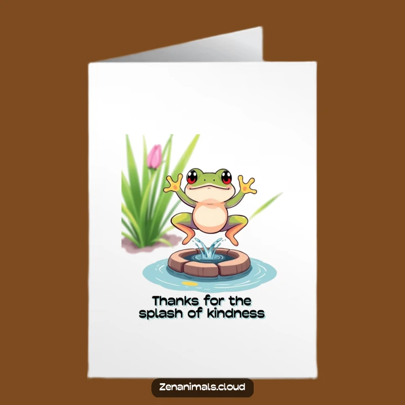 Free Printable Thank You Card: Leaping Frog Splash, Cheerful Downloadable & Print at Home Gratitude