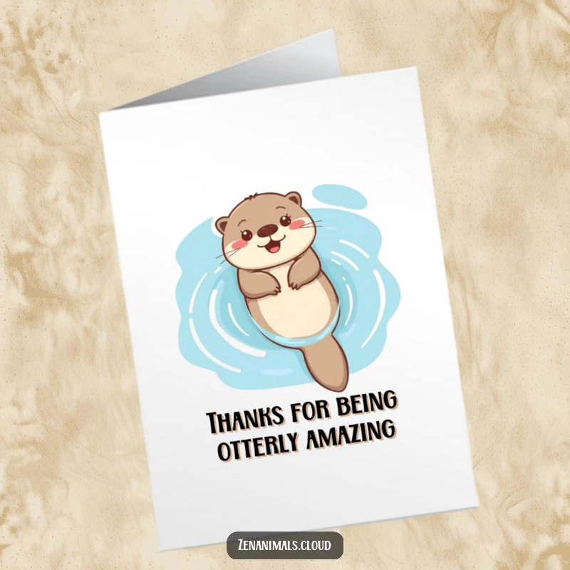 Funny Free Printable Thank You Card with a happy otter floating peacefully on its back, expressing thanks.