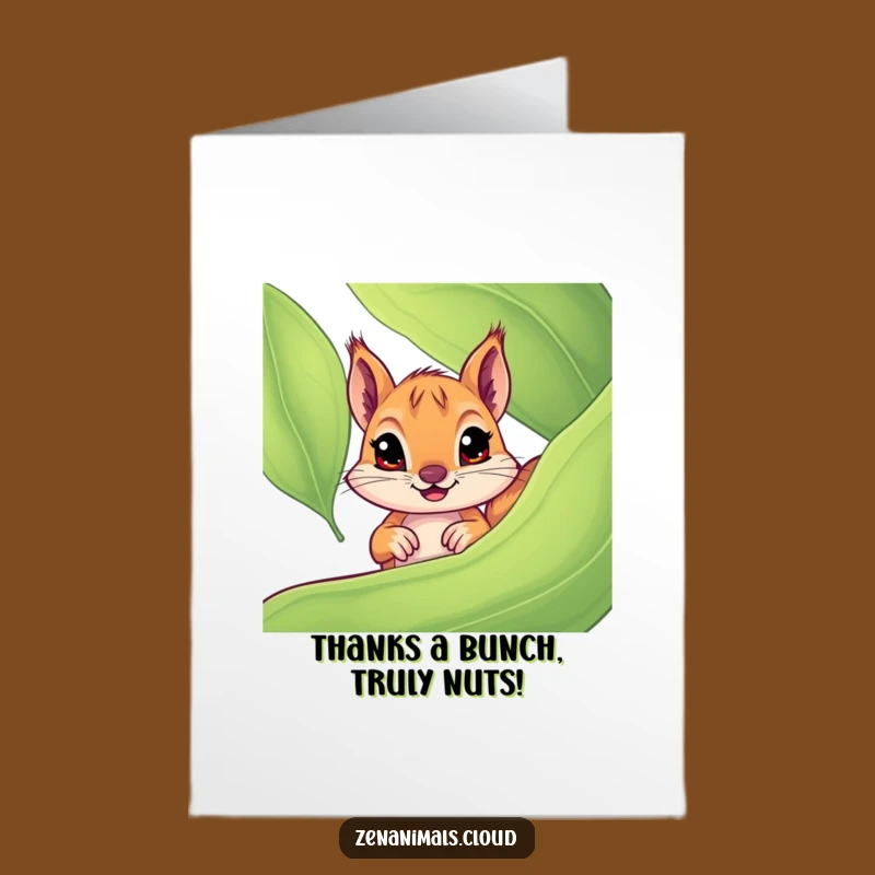 Free Printable Thank You Card: Curious Squirrel Peeking, Adorable Downloadable & Print at Home Gratitude