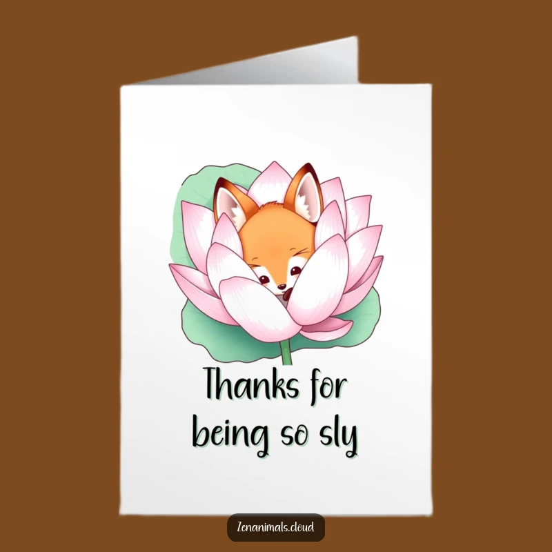Free Printable Thank You Fox Card - Funny Lotus Peek Downloadable Message