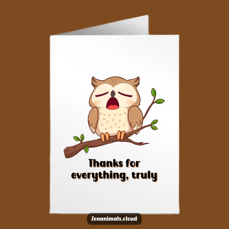 Say thank you with a touch of humor and a big yawn with this free printable card, ready to print at home. A unique way to show you care.