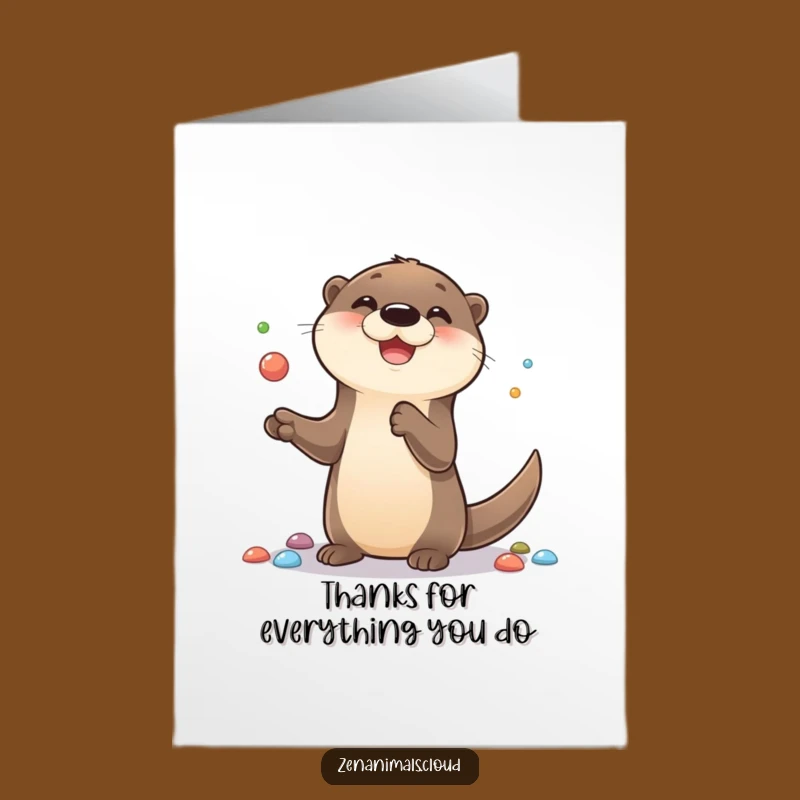 Free Printable Otter Thank You Card: Juggling Gratitude Downloadable Gift for Kindness