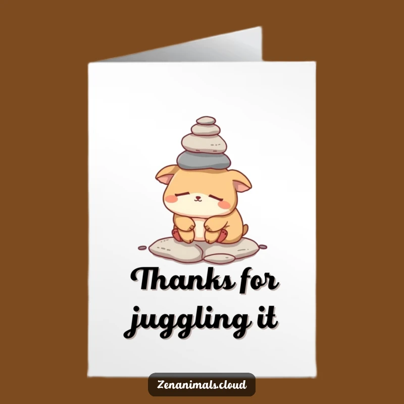 Free Printable Rock Balance Thank You Card: Sleepy Animal Gratitude Humor