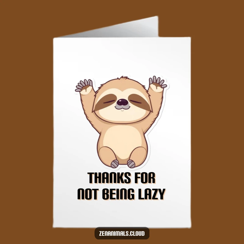 Free Printable Sloth Thank You Card: Funny Stretch Downloadable Gift for Appreciation