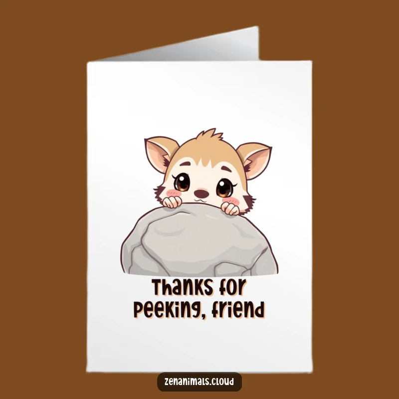 Free Printable Surprise Thank You Card: Curious Animal Peek Gratitude Humor