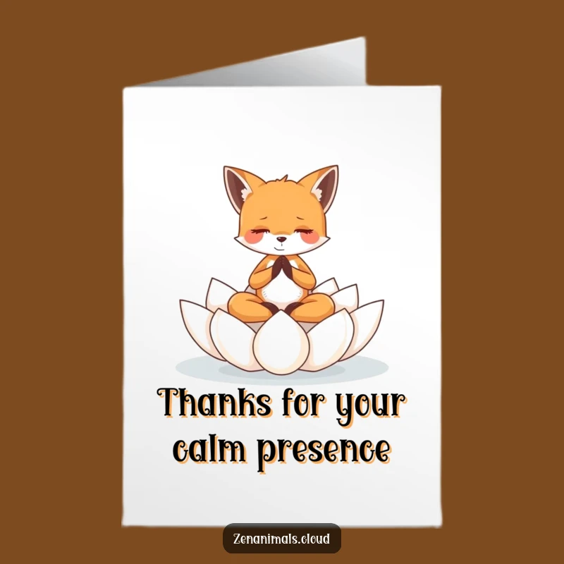Free Printable Thank You Card: Meditating Fox Gratitude, Funny Downloadable Gift