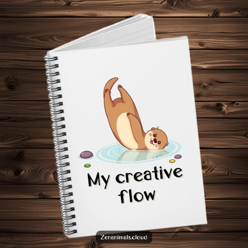 Funny Otter Notebook: A playful otter somersaults in a serene pond, perfect for jotting down notes with a humorous and energetic twist.