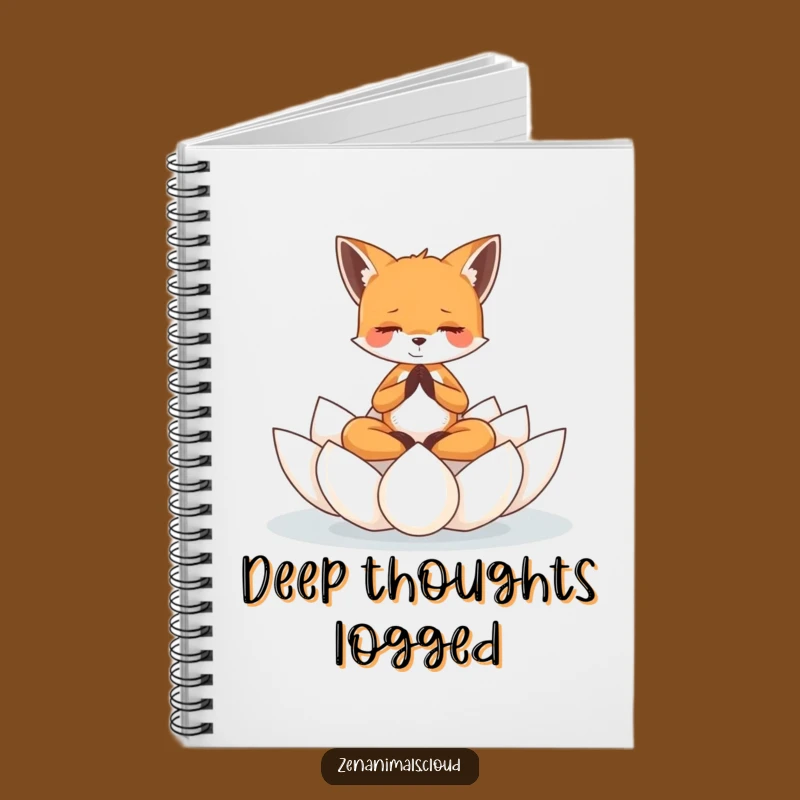 Funny Tiny Fox Meditation Lotus Notebook - Journal Your Zen Thoughts