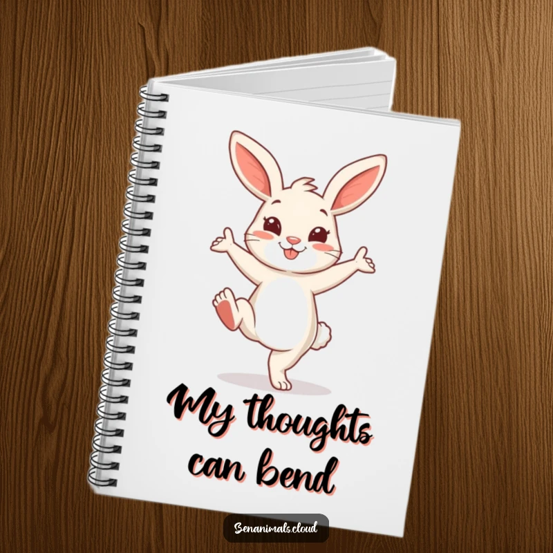 Funny Bunny Notebook: A cheerful bunny in a playful yoga pose with one leg extended, perfect for journaling.