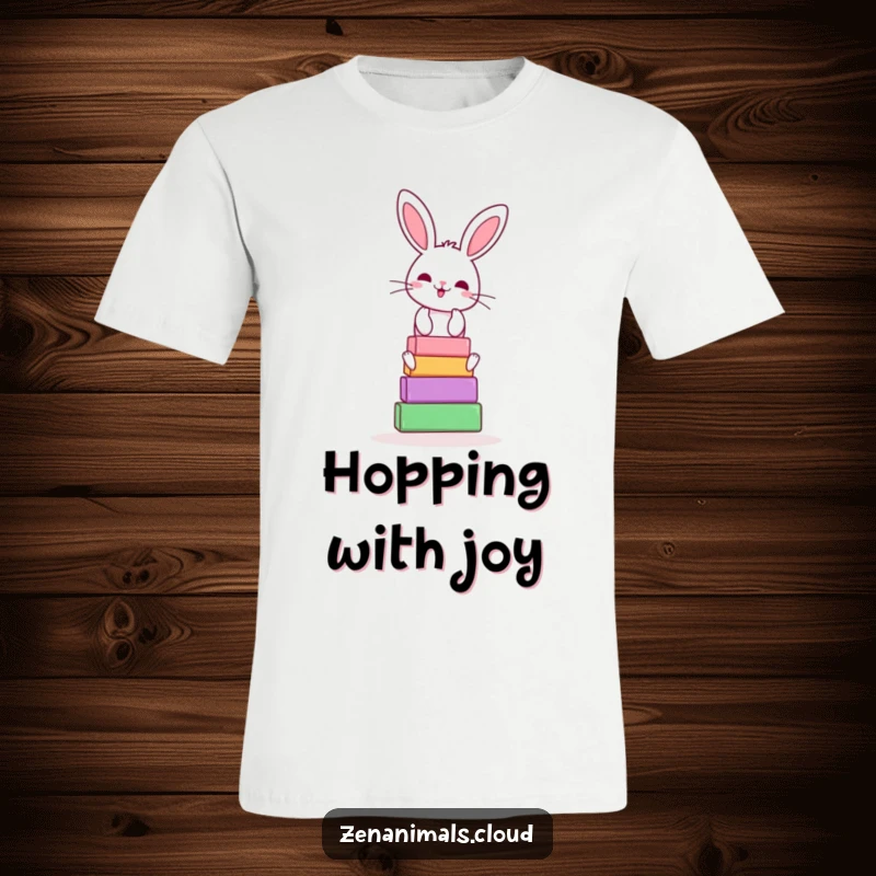 Funny bunny yoga t-shirt with a cheerful rabbit balancing yoga blocks, perfect for fitness enthusiasts and a funny gift.