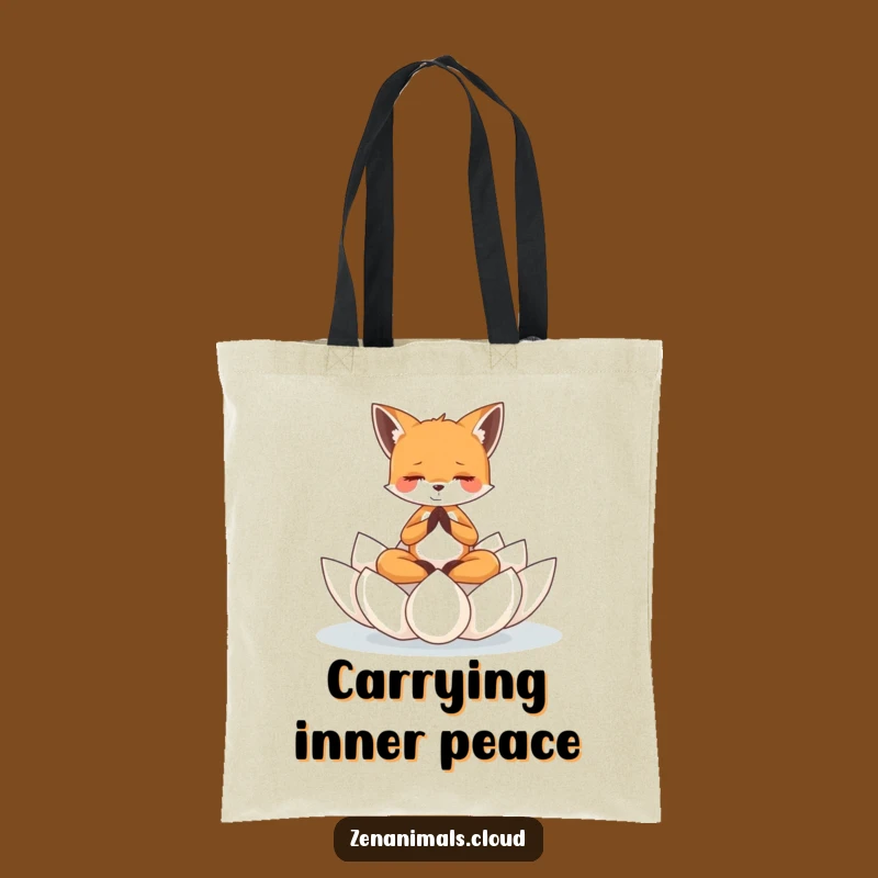 Funny Tiny Fox Meditation Lotus Tote Bag - Carry Your Calm