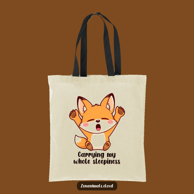 Funny Sleepy Fox Tote Bag: Yawn & Stretch Accessory, Practical Lazy Gift