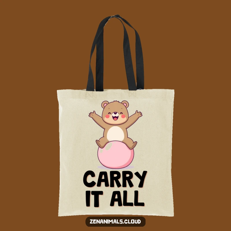 Funny Bear Yoga Ball Tote Bag: Cheerful Gym Bag, Ideal Funny Gift