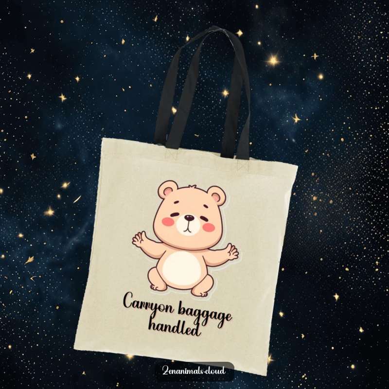Funny Tote Bag showcasing a determined bear in a yoga pose, designed for humorous fitness and everyday use.