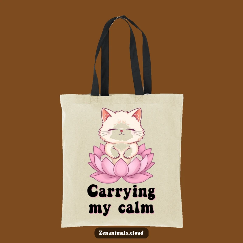 Funny Cat Meditation Tote Bag: Zen Kitty Carry-All, Charming Gift