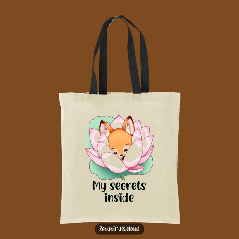 Funny Curious Fox Lotus Tote Bag: Mystical Carryall, Ideal Funny Gift
