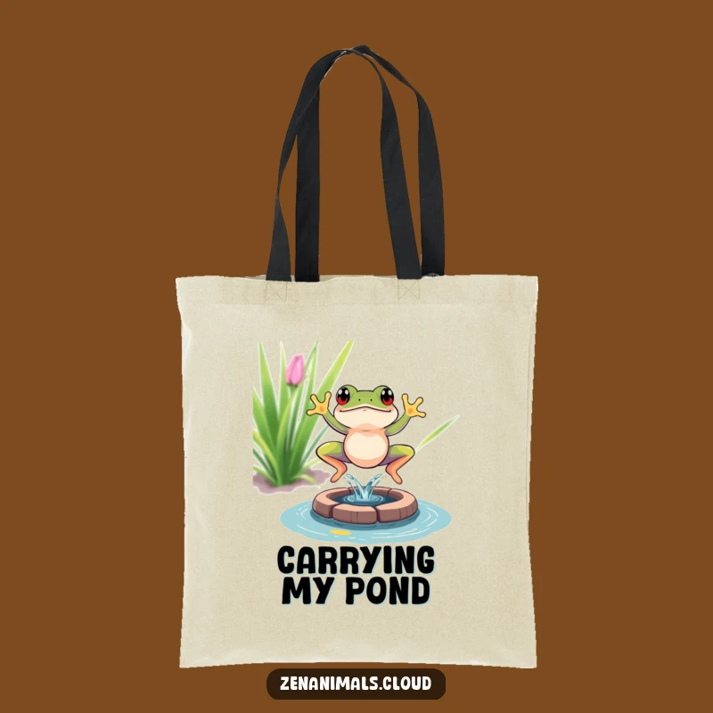 Funny Frog Tote Bag, Meditation Splash Style, Practical & Humorous Funny Gift