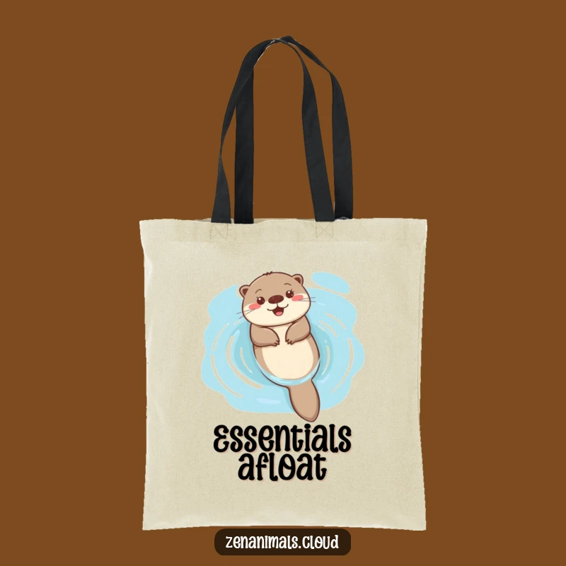 Funny Happy Otter Tote Bag: Serene Beach Carryall, Ideal Funny Gift
