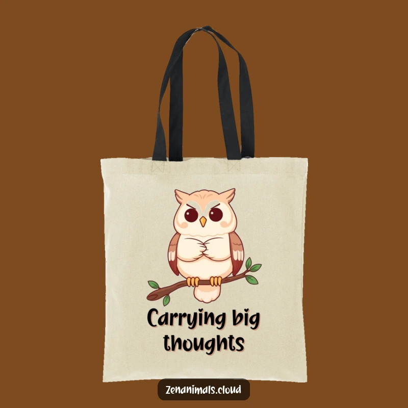 Funny Owl Contemplation Tote Bag: Wise Thinker Carry-All, Practical Gift
