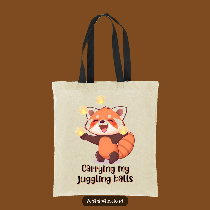 Funny Red Panda Juggling Tote Bag: Hilarious Magic Accessory