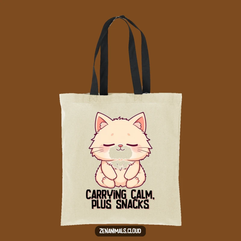 Funny Zen Cat Tote Bag: Stylish Meditation & Smile Accessory, Practical Yoga Gift