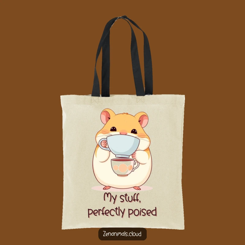 Funny Hamster Teacup Tote Bag: Whimsical Balance Accessory, Practical Cute Gift